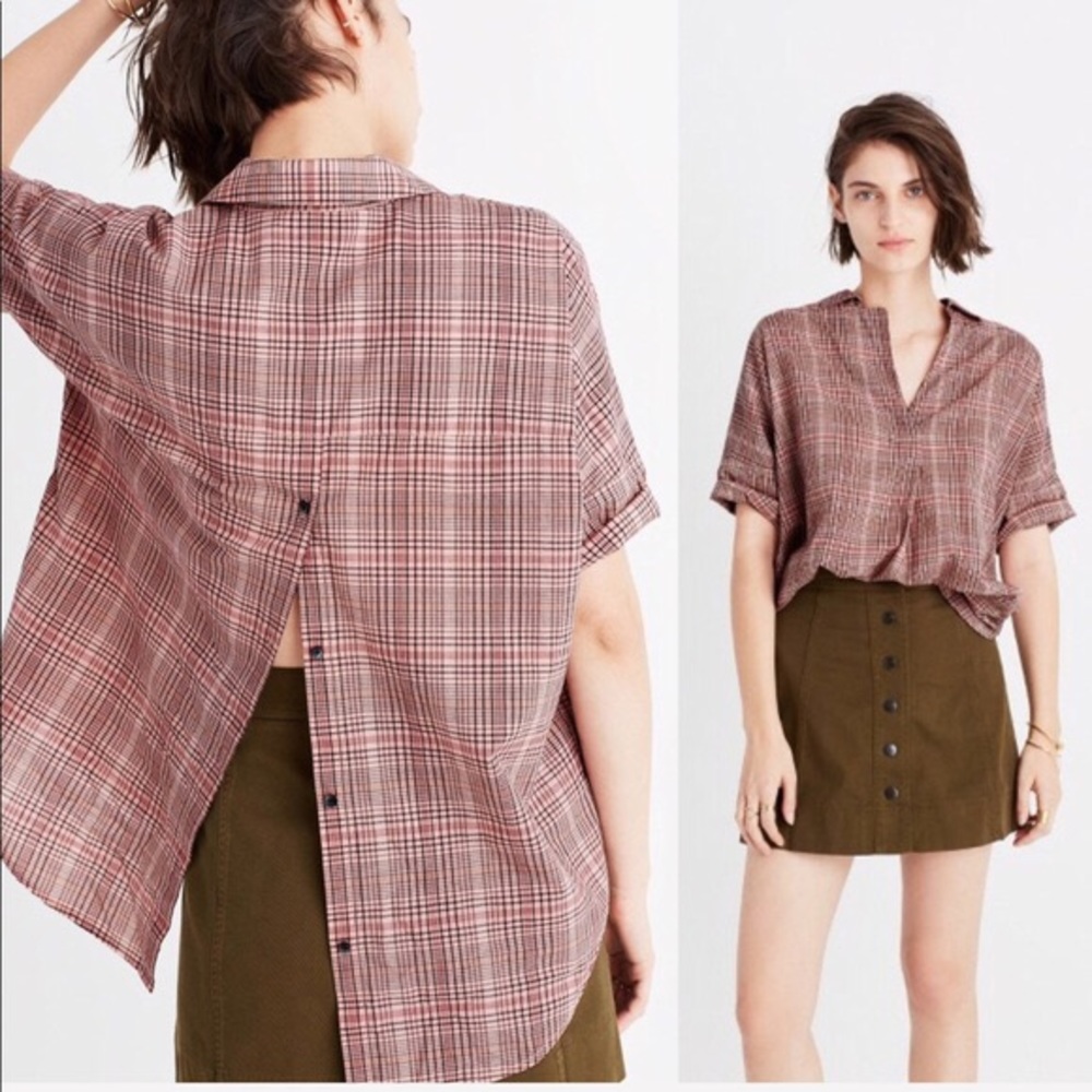 Madewell Pink Courier Button Back Shirt